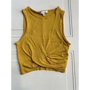 Love Tree Women Yellow Sleeveless Cross Cross Twist Front Crop top Size Medium M